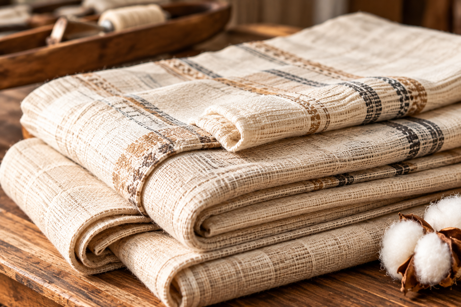 Folded handloom cotton cloth - For a better tomorrow.