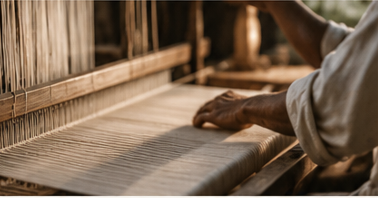 Traditional handloom weaving and warp threads in Burgula unit